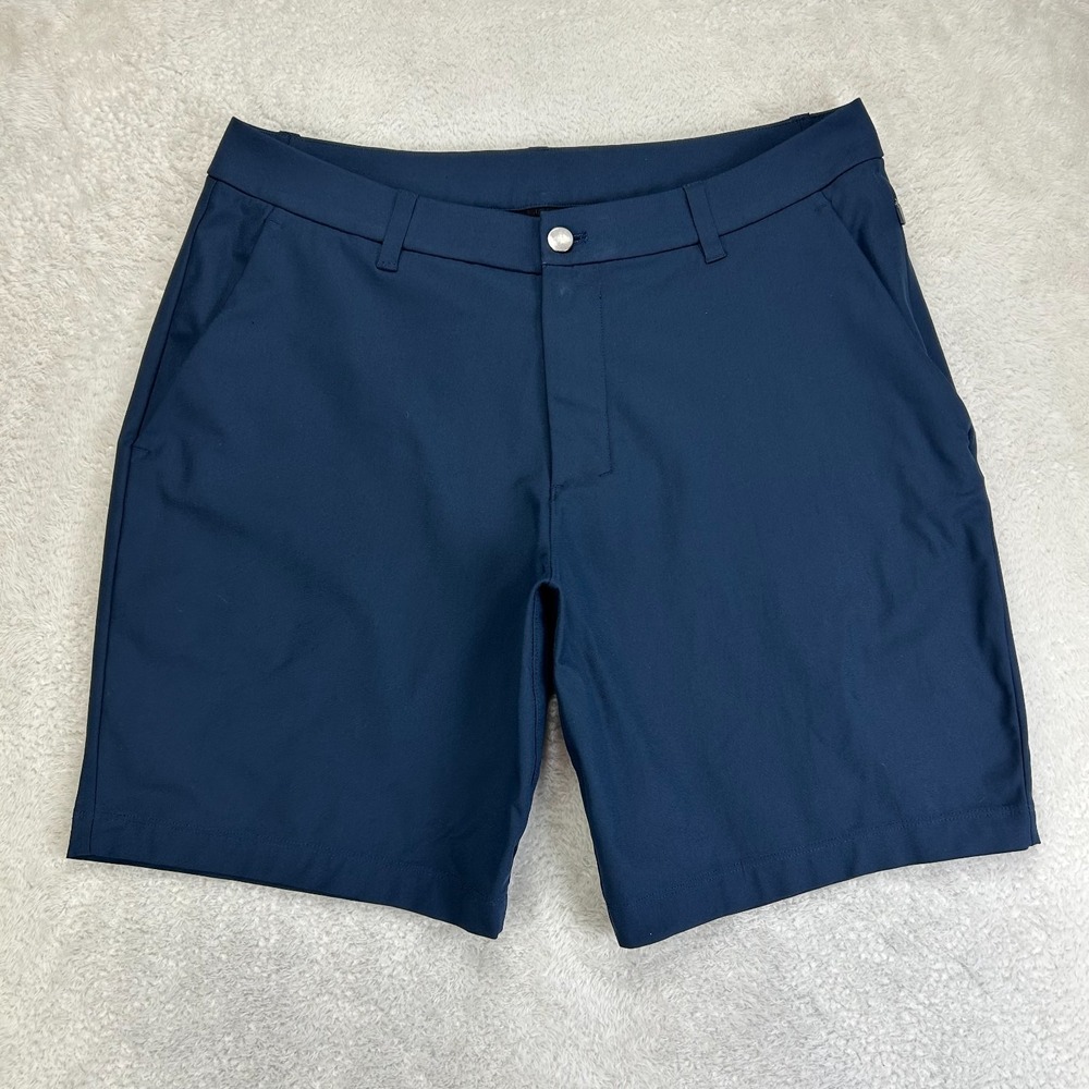 Lululemon ABC Classic-Fit Shorts Mens 33 Navy Blue Warpstreme Flat Front Outdoor